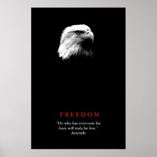 Zwart Wit Motiverend FREEDOM Stekelarend Poster