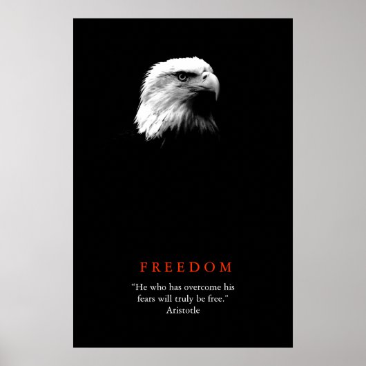 Zwart Wit Motiverend FREEDOM Stekelarend Poster (Voorkant)