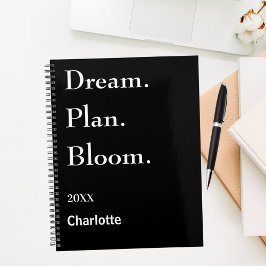 Zwart wit motiverende quote 2026 planner