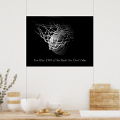 Zwart & Wit Motiverende Quote Basketbal Poster (Keuken)