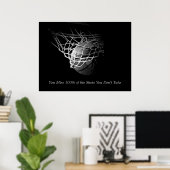 Zwart & Wit Motiverende Quote Basketbal Poster (Thuiskantoor)