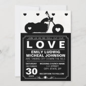 Zwart & Wit Motorfiets Biker Silhouet Bruiloft Kaart (Voorkant)