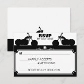 Zwart & Wit Motorfiets Biker Silhouet rsvp (Voorkant / Achterkant)