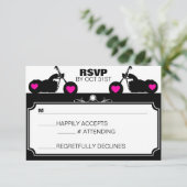 Zwart & Wit Motorfiets Biker Silhouet rsvp Kaartje (Staand voorkant)