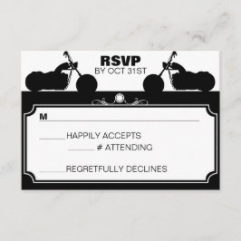 Zwart & Wit Motorfiets Biker Silhouet rsvp Kaartje