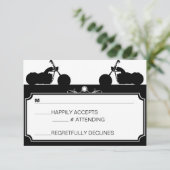 Zwart & Wit Motorfiets Biker Silhouet rsvp Kaartje (Staand voorkant)