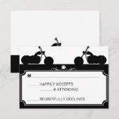 Zwart & Wit Motorfiets Biker Silhouet rsvp Kaartje (Voorkant / Achterkant)
