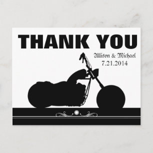 Zwart Wit Motorfiets Biker Silhouette Dank u Briefkaart