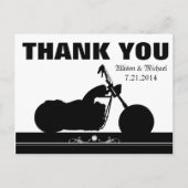 Zwart Wit Motorfiets Biker Silhouette Dank u Briefkaart (Voorkant)