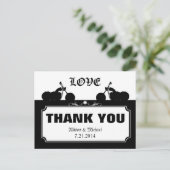 Zwart Wit Motorfiets Biker Silhouette Dank u Briefkaart (Staand voorkant)