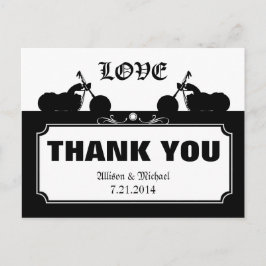 Zwart Wit Motorfiets Biker Silhouette Dank u Briefkaart