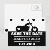 Zwart & Wit Motorfiets Biker Sla de Datum Postc Aankondigingskaart (Voorkant / Achterkant)