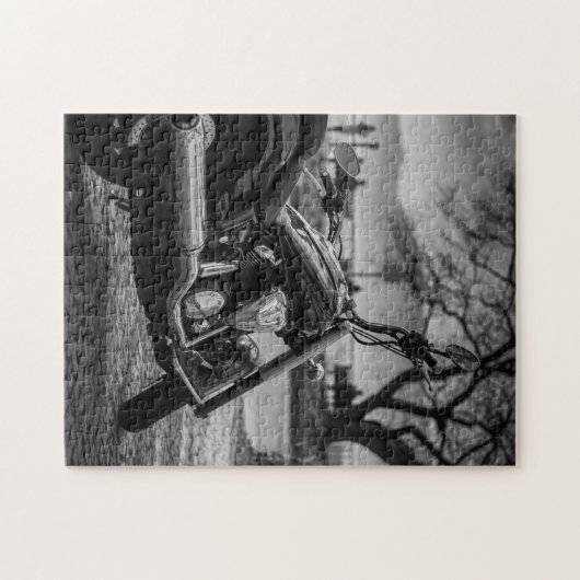 Zwart-wit, motorfiets. legpuzzel (Horizontaal)