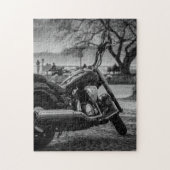 Zwart-wit, motorfiets. legpuzzel (Verticaal)