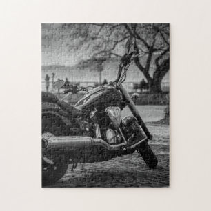 Zwart-wit, motorfiets. legpuzzel