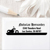 Zwart & Wit Motorfiets Silhouet Adreslabel Etiket (Insitu)