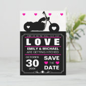 Zwart-wit motorfiets Silhouette Save the Date Kaart (Staand voorkant)