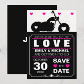 Zwart-wit motorfiets Silhouette Save the Date Kaart (Voorkant / Achterkant)