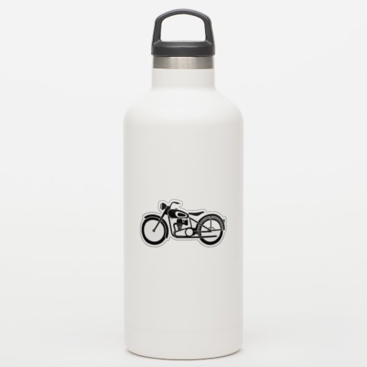 Zwart-wit motorfiets sticker (Waterfles)