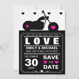 Zwart-Wit Motormerk Silhouet Bewaar de Datum Save The Date