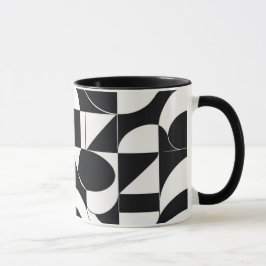 Zwart & Wit Mozaïek Abstract Geometrisch Patroon 6 Mok