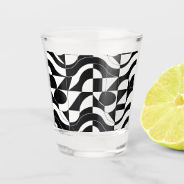 Zwart & Wit Mozaïek Abstract Geometrisch Patroon 6 Shot Glas