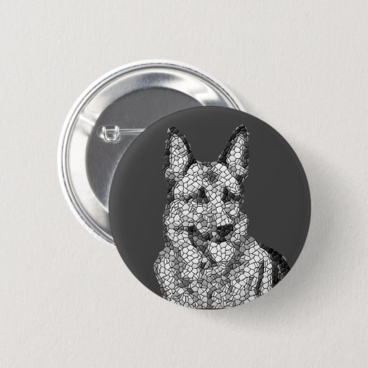 Zwart-wit Mozaïek Duitse Herder Button (Voorkant /achterkant)