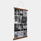 Zwart-wit Mozaïek Grid Natuur Fotografie Kunst Hangend Wandkleed (Gebogen)