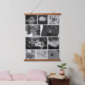 Zwart-wit Mozaïek Grid Natuur Fotografie Kunst Hangend Wandkleed (Slaapkamer)