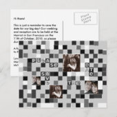 Zwart-wit mozaïek Save the Date Briefkaart (Voorkant / Achterkant)