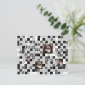 Zwart-wit mozaïek Save the Date Briefkaart (Staand voorkant)