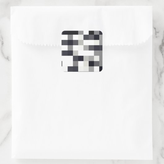 Zwart & wit mozaïek vierkante sticker (Tas)
