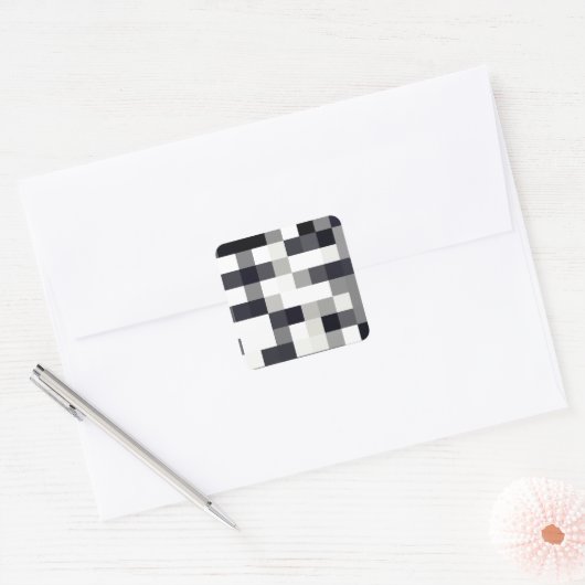 Zwart & wit mozaïek vierkante sticker (Envelop)