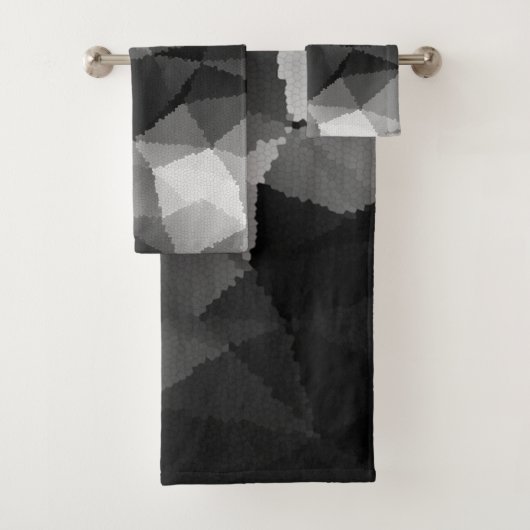 Zwart-wit mozaïekpatroon bad handdoek (Insitu)