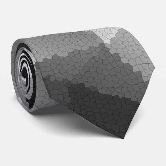 Zwart-wit mozaïekpatroon stropdas (Opgerold)