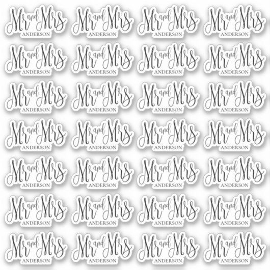 Zwart-wit mr and mrs. Modern huwelijksmanuscript Sticker (Voorkant)