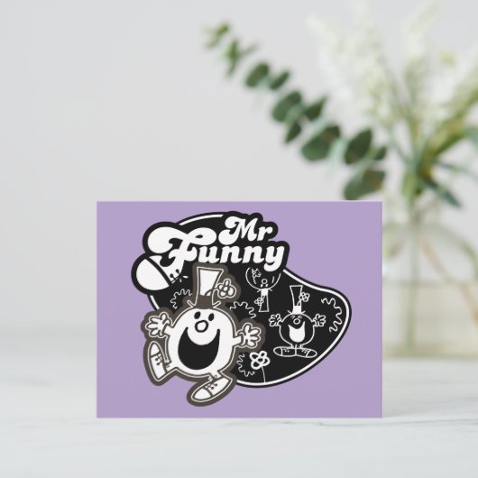 Zwart-wit Mr. Funny Briefkaart (Staand voorkant)