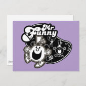 Zwart-wit Mr. Funny Briefkaart (Voorkant / Achterkant)