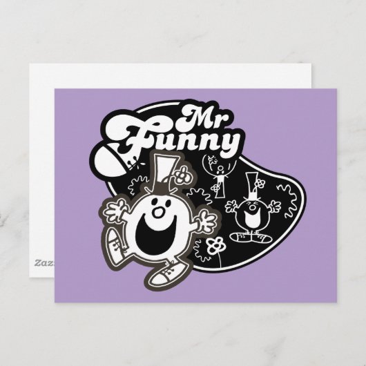 Zwart-wit Mr. Funny Briefkaart (Voorkant / Achterkant)