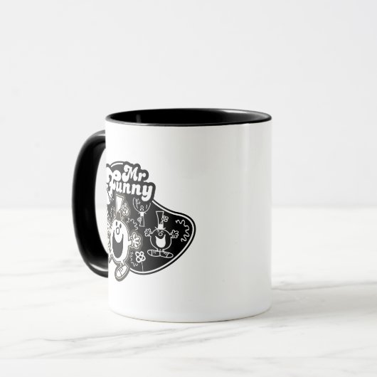 Zwart-wit Mr. Funny Mok (Voorkant links)