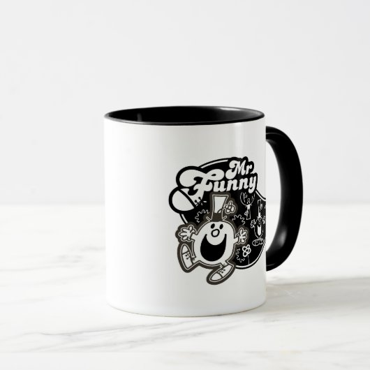 Zwart-wit Mr. Funny Mok (Voorkant rechts)