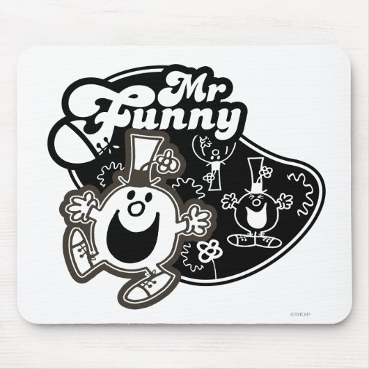 Zwart-wit Mr. Funny Muismat (Voorkant)