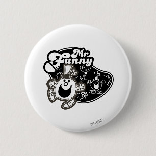 Zwart-wit Mr. Funny Ronde Button 5,7 Cm