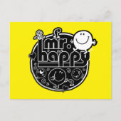 Zwart-wit Mr. Happy Briefkaart (Voorkant)