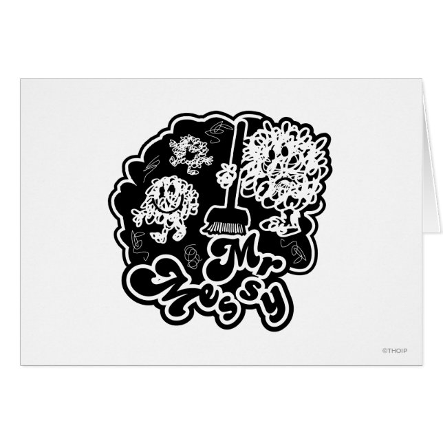 Zwart-wit Mr. Messy Schoonmaak (Voorkant Horizontaal)