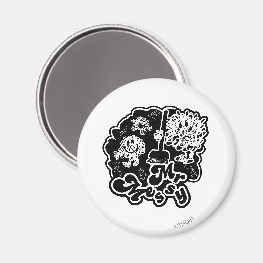 Zwart-wit Mr. Messy Schoonmaak Magneet (Voorkant / Achterkant)