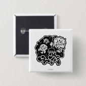 Zwart-wit Mr. Messy Schoonmaak Vierkante Button 5,1 Cm (Voorkant /achterkant)