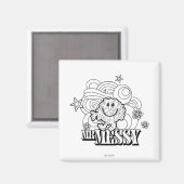 Zwart-wit Mr. Messy | Sterren en wervels Magneet (Voorkant / Achterkant)