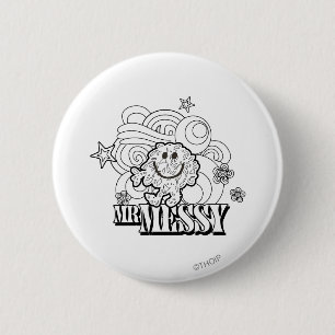Zwart-wit Mr. Messy Sterren en wervels Ronde Button 5,7 Cm
