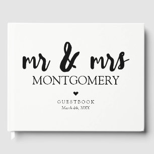 Zwart-wit Mr. & Mrs. Calligraphy Gastenboek